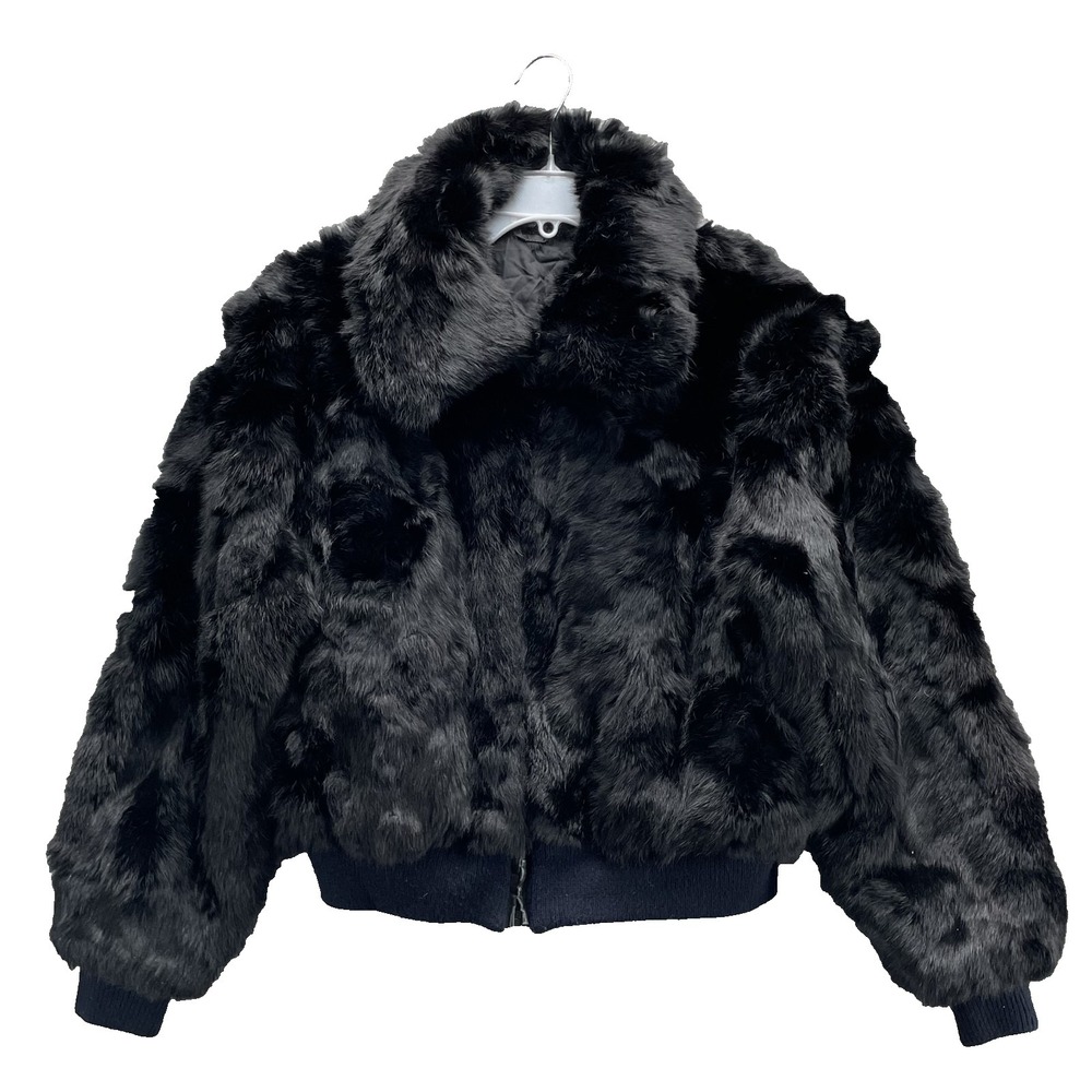 VTG Faux Fur Bomber Jacket Womens 7/8 Y2k Chic Cocktail Glamourous 90s Going Out